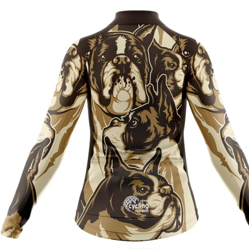 Boxer Women's Long Sleeve Cycling Jersey Bold Pattern Brown/Gold/Beige