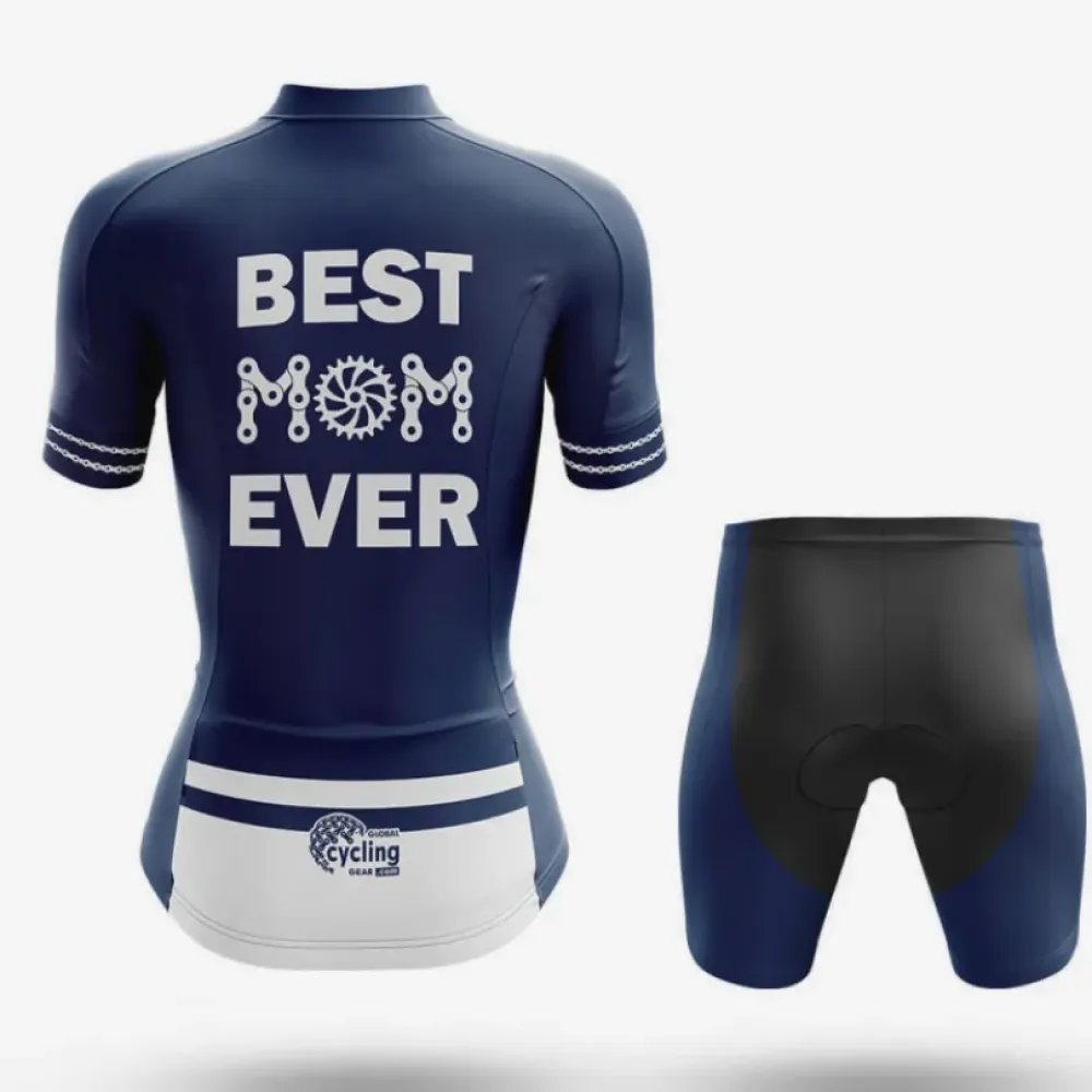 Best Mom Ever Cycling Jersey Navy/White/Grey