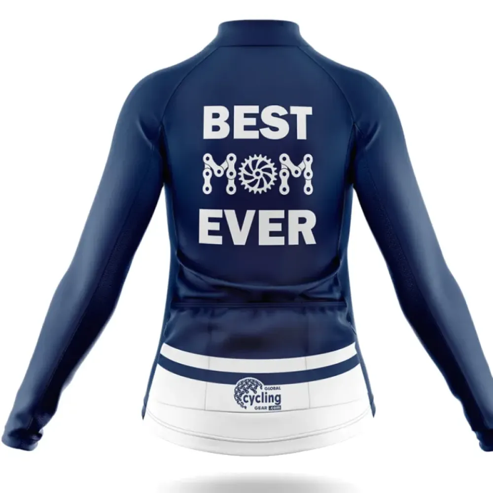 Best Mom Ever Cycling Jersey Navy/White/Grey