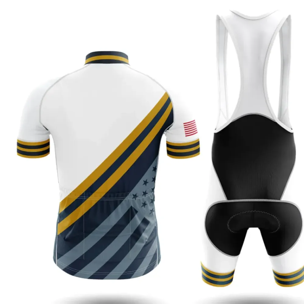 USA V15 Cycling Bibs American Flag White/Black/Gold