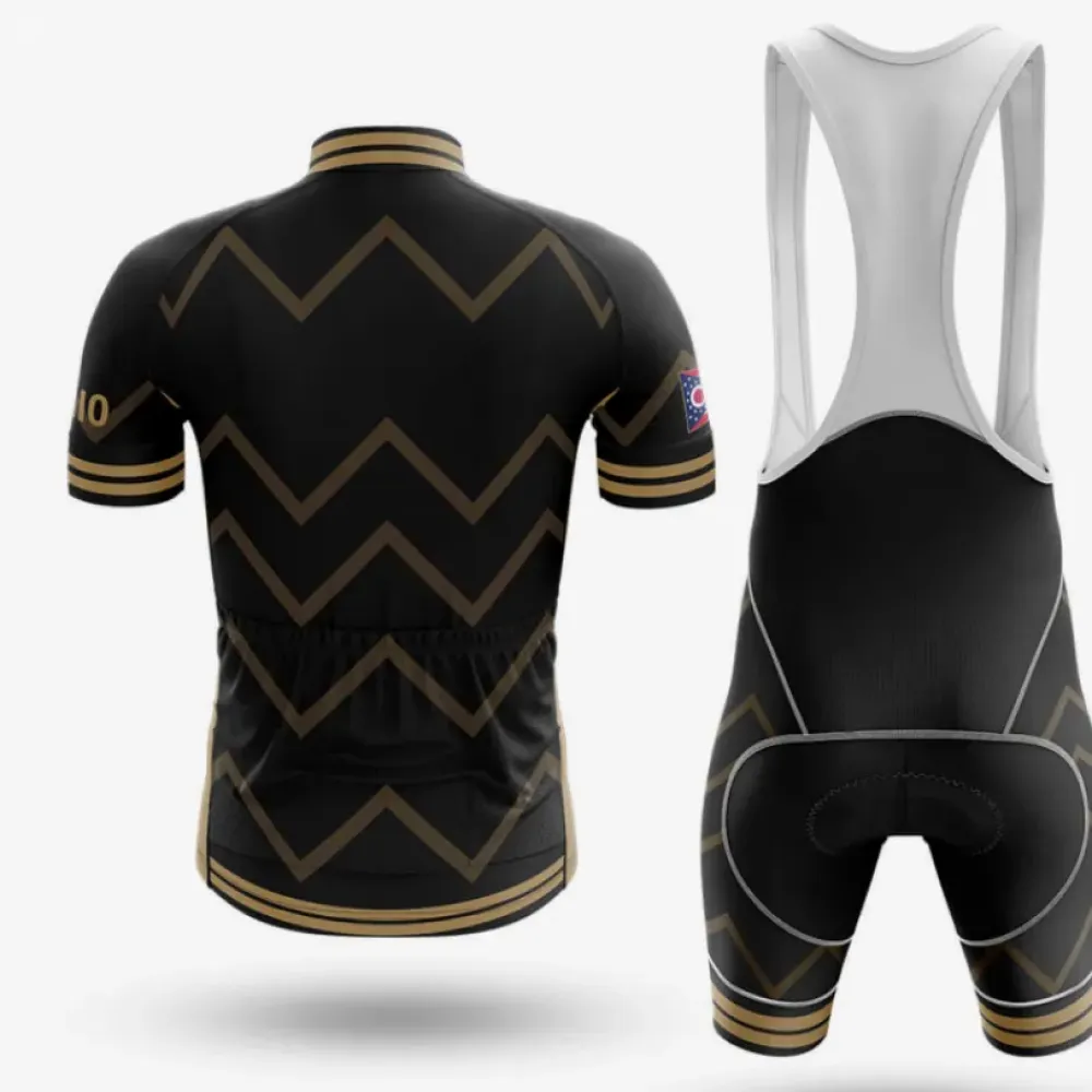 Ohio V17 Cycling Jersey Chevron Pattern Black/Gold/Red