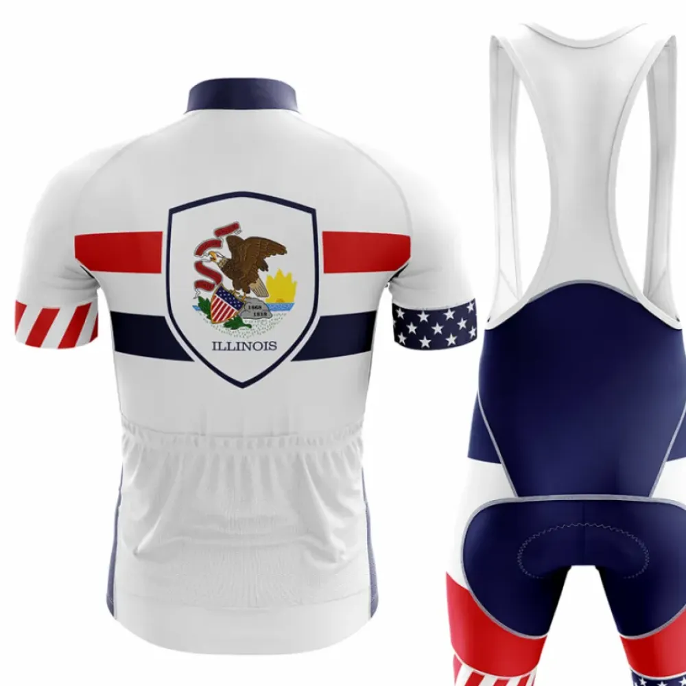 Illinois V5 Cycling Jersey American Flag White/Red/Navy