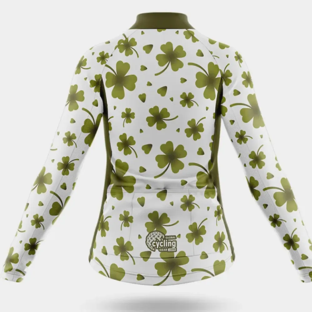 Ireland Four Leaf Clover Women's Cycling Jersey Green/White/Olive