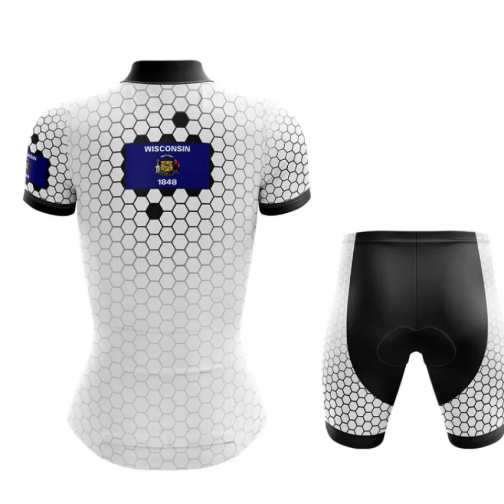 Wisconsin V7 Cycling Shorts White/Black/Hexagon