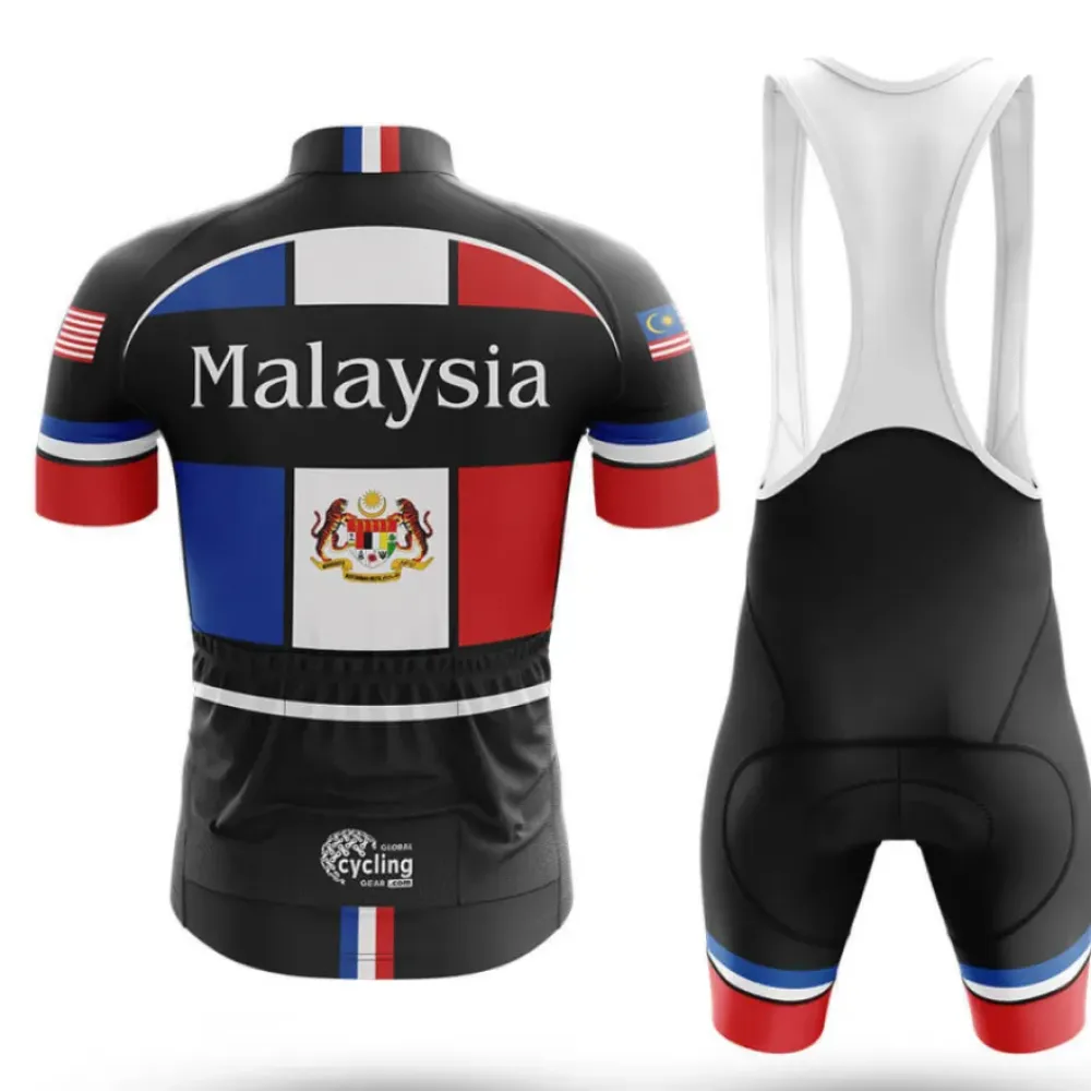Malaysia Long Sleeve Cycling Jersey Malaysian Flag Black/Red/Blue
