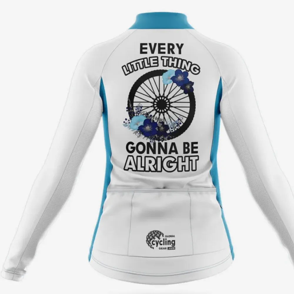 Gonna Be Alright Women Long Sleeve Cycling Jersey White/Blue/Turquoise