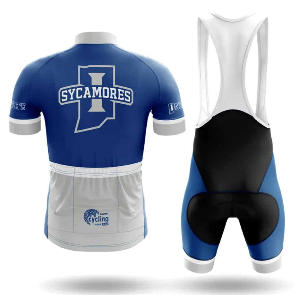 Indiana State Long Sleeve Cycling Jersey Blue/Grey/White
