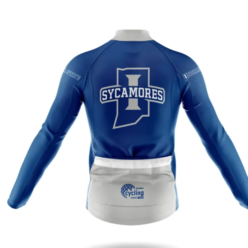 Indiana State Long Sleeve Cycling Jersey Blue/Grey/White