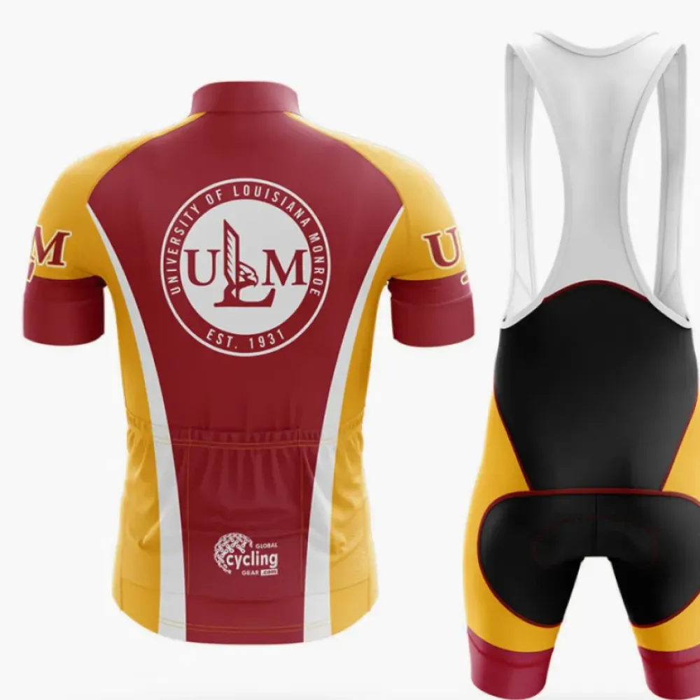 University of Louisiana Monroe Long Sleeve Cycling Jersey Maroon/Yellow/White