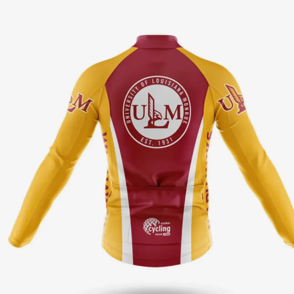 University of Louisiana Monroe Long Sleeve Cycling Jersey Maroon/Yellow/White