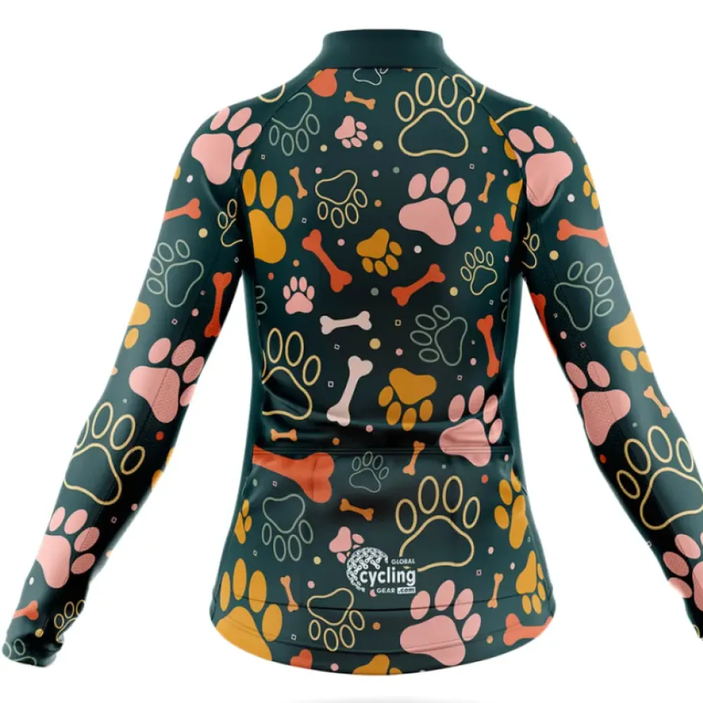 Dog Lover Women's Cycling Kit Paw Print Black/Pink/Gold