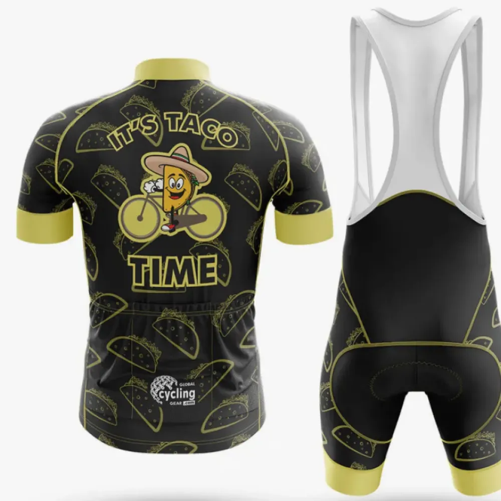 Taco Time Long Sleeve Cycling Jersey Ver.2 Funny Design Black/Yellow/Gold