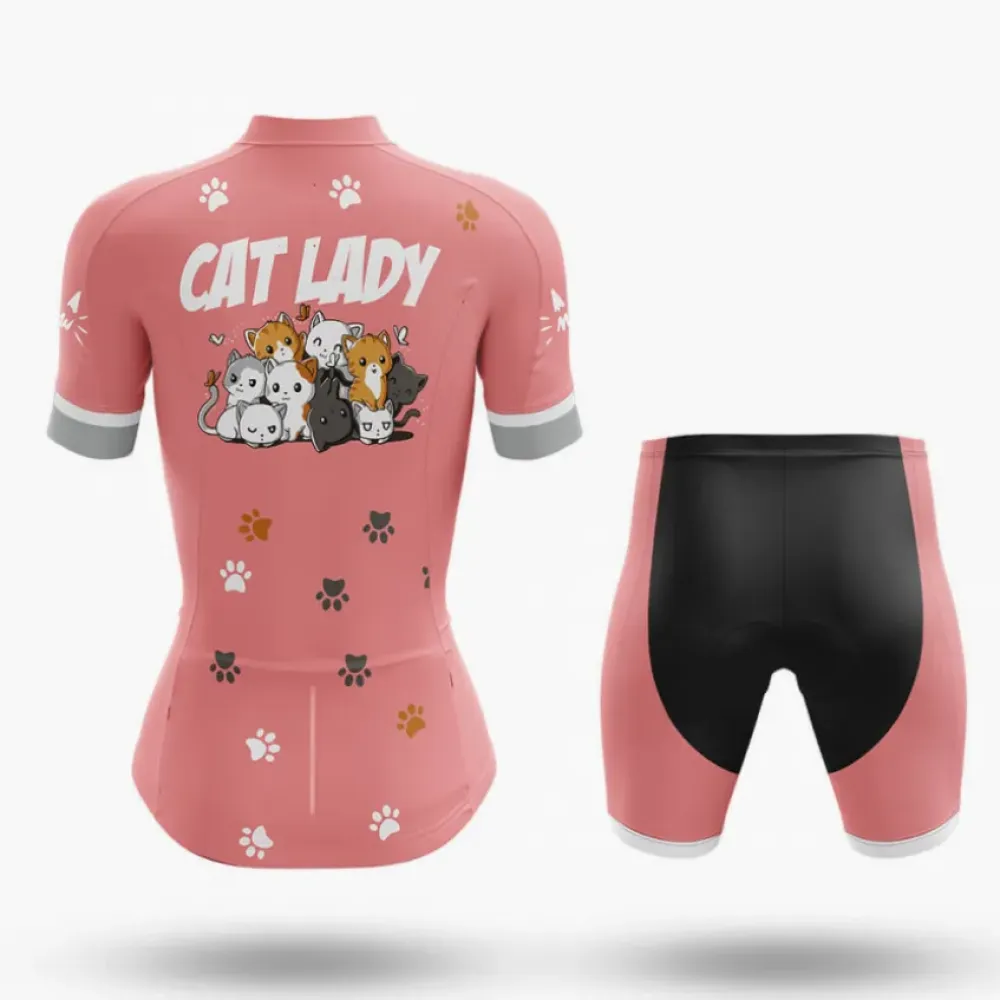 Cat Lady Cycling Jersey Pink/Orange/Grey
