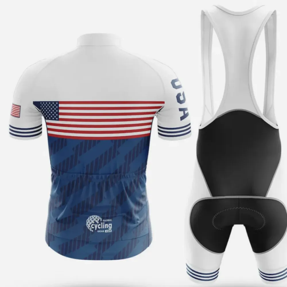 USA S6 Cycling Kit Full Set White/Blue/Red