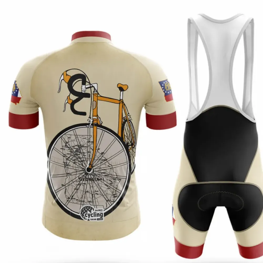 Georgia State Riding Club Cycling Bibs American Flag Black/Beige/Red