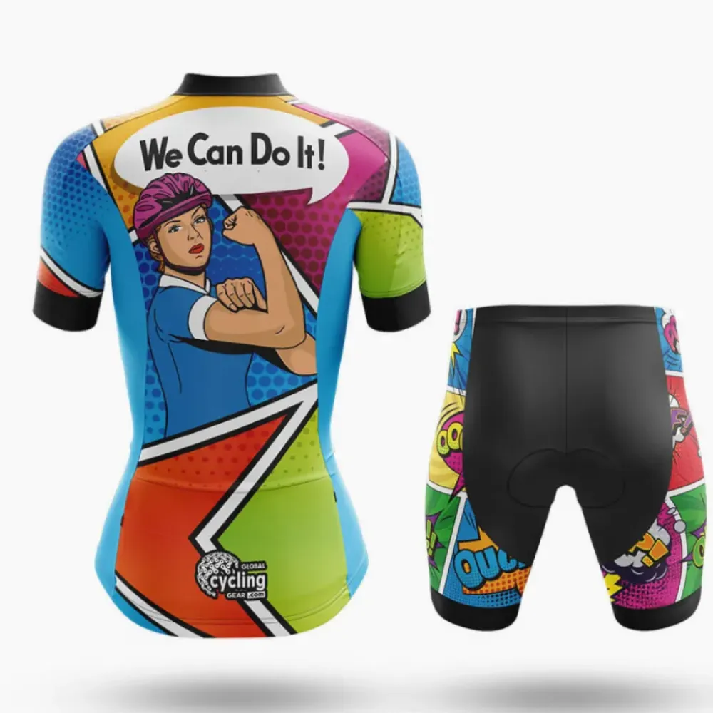 We Can Do It V4 Cycling Jersey Blue/Green/Pink