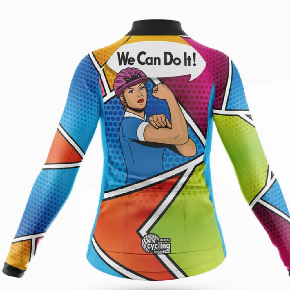 We Can Do It V4 Cycling Jersey Blue/Green/Pink
