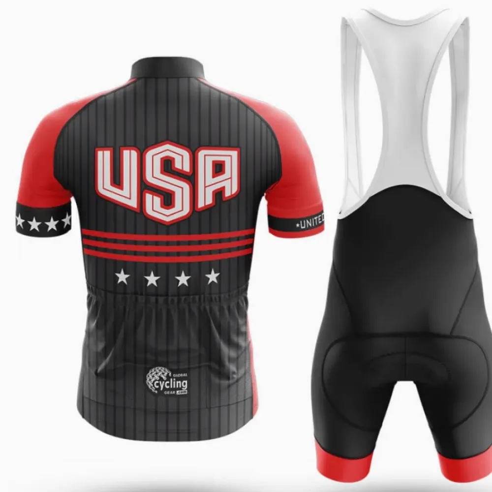 USA Stars Cycling Bibs Comfortable Black/Red/White