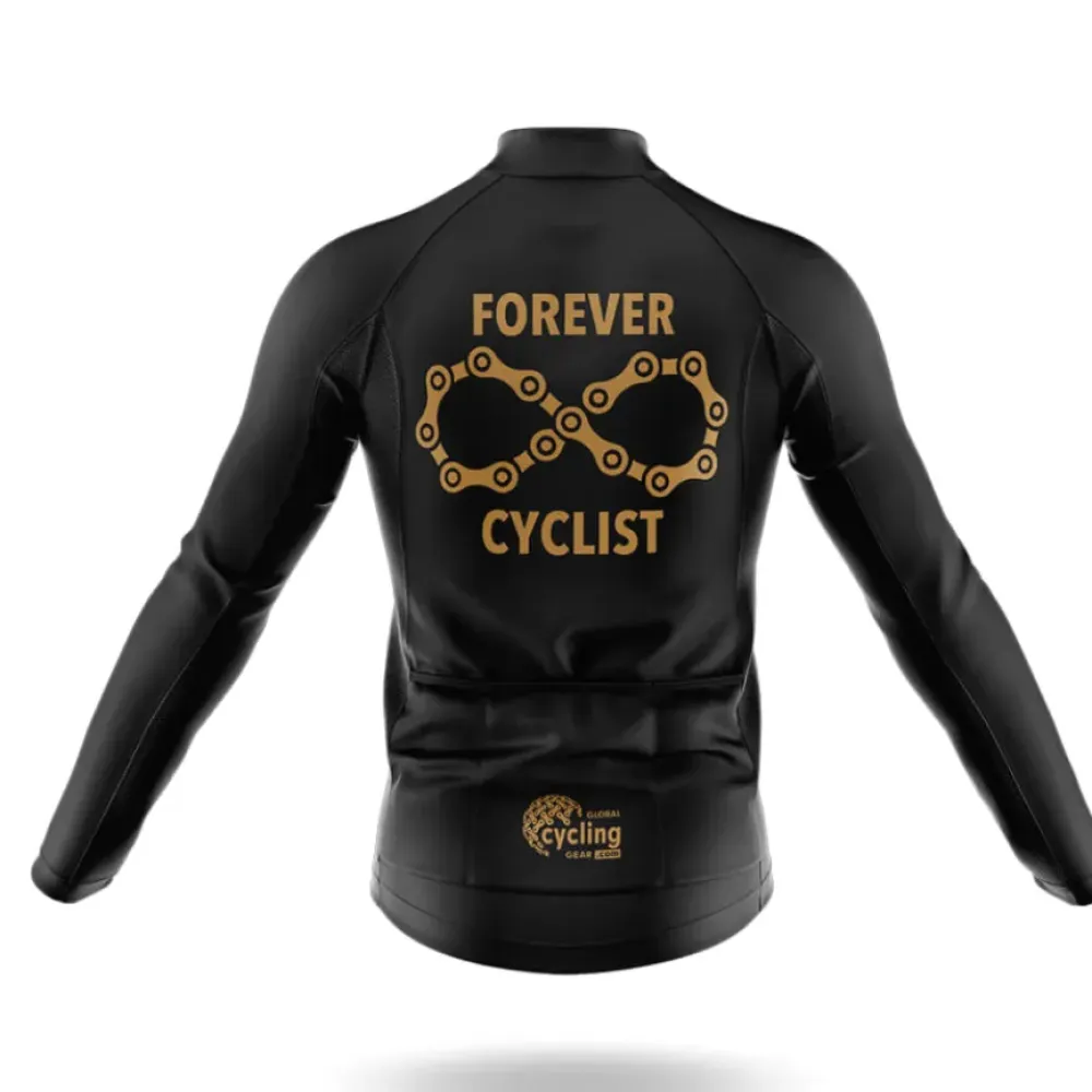 Forever Cyclist Long Sleeve Cycling Jersey Black/Gold/White