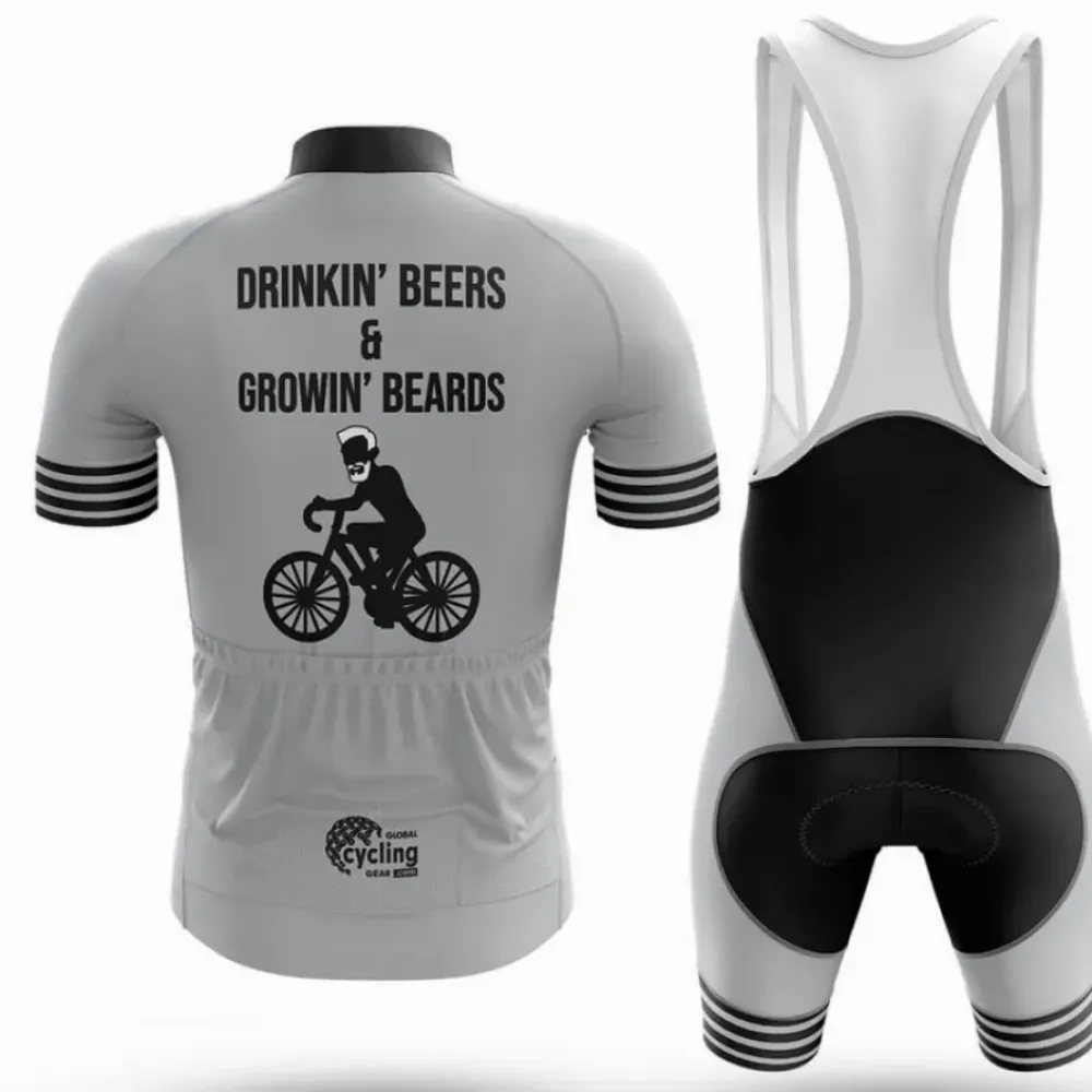 Cycling Jersey Drinking Beers & Growing Beards Gray/Black/White