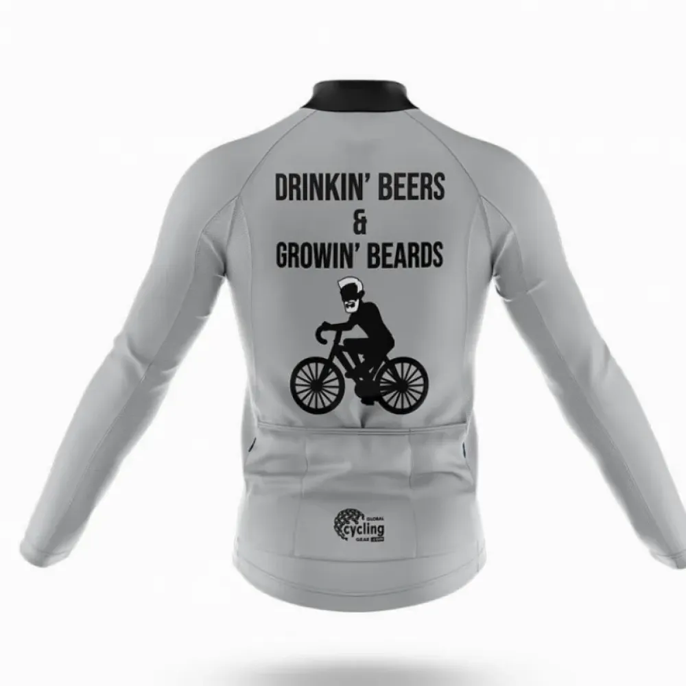 Cycling Jersey Drinking Beers & Growing Beards Gray/Black/White