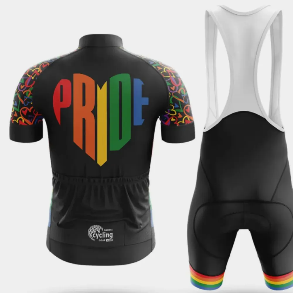 Pride Heart Cycling Jersey Rainbow/Black/Green
