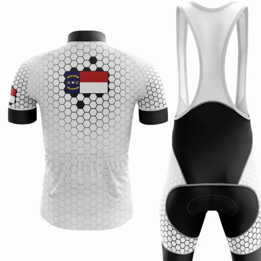 North Carolina V7 Cycling Kit Hexagon Pattern White/Black/Red