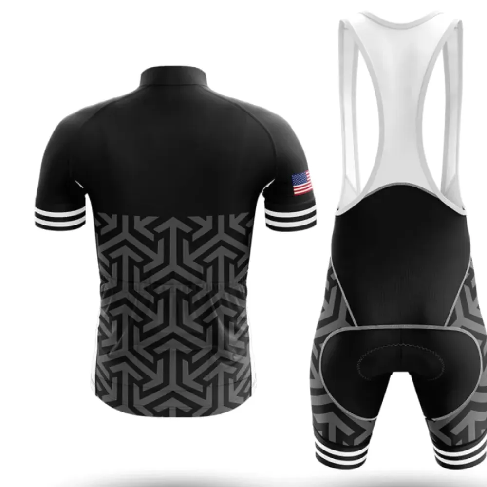 USA V18 Cycling Kit Geometric Pattern Black/White/Grey