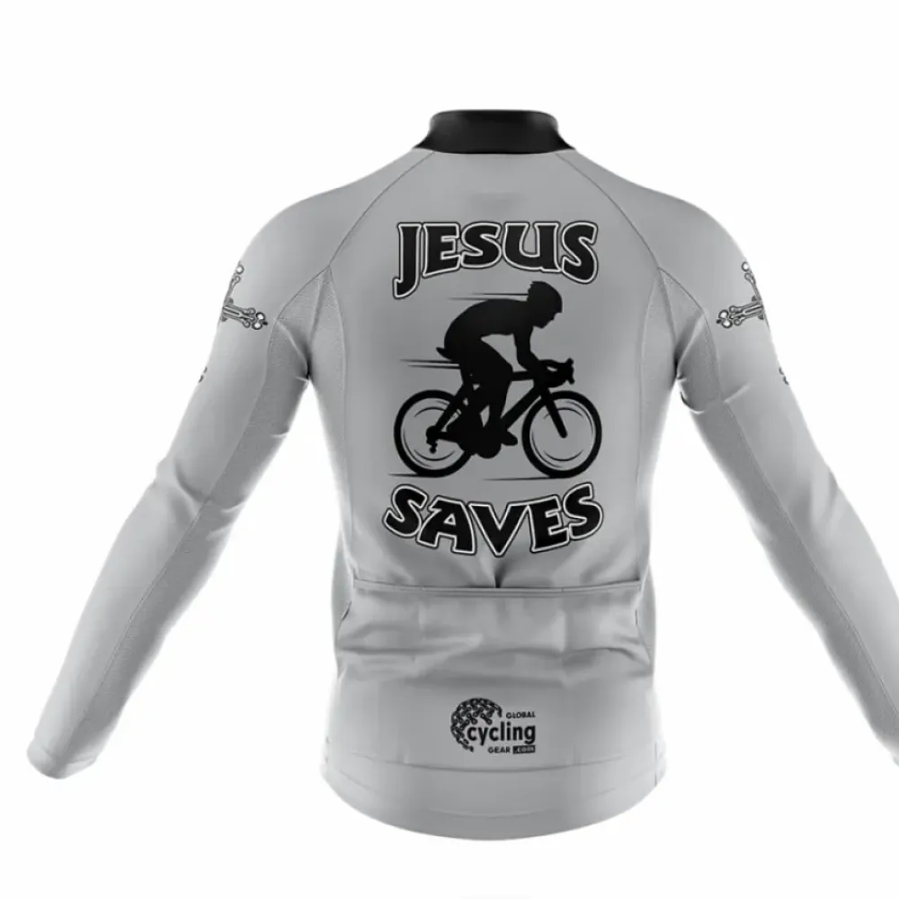 Jesus Saves Cycling Bibs Breathable Gray/Black/White