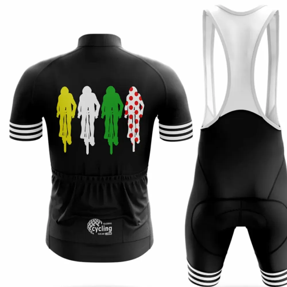 Colored Cyclists Cycling Jersey Feature Black/Yellow/Green