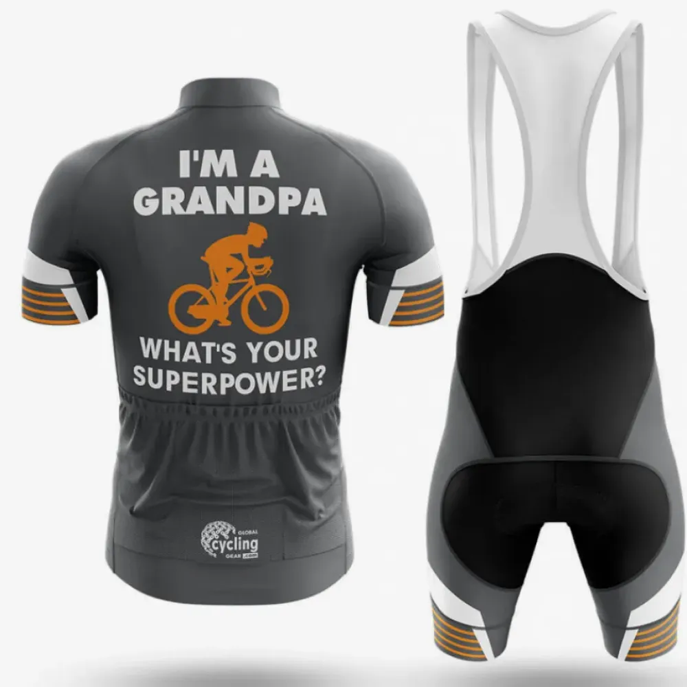 Superpower Cycling Bibs Breathable Grey/Orange/White