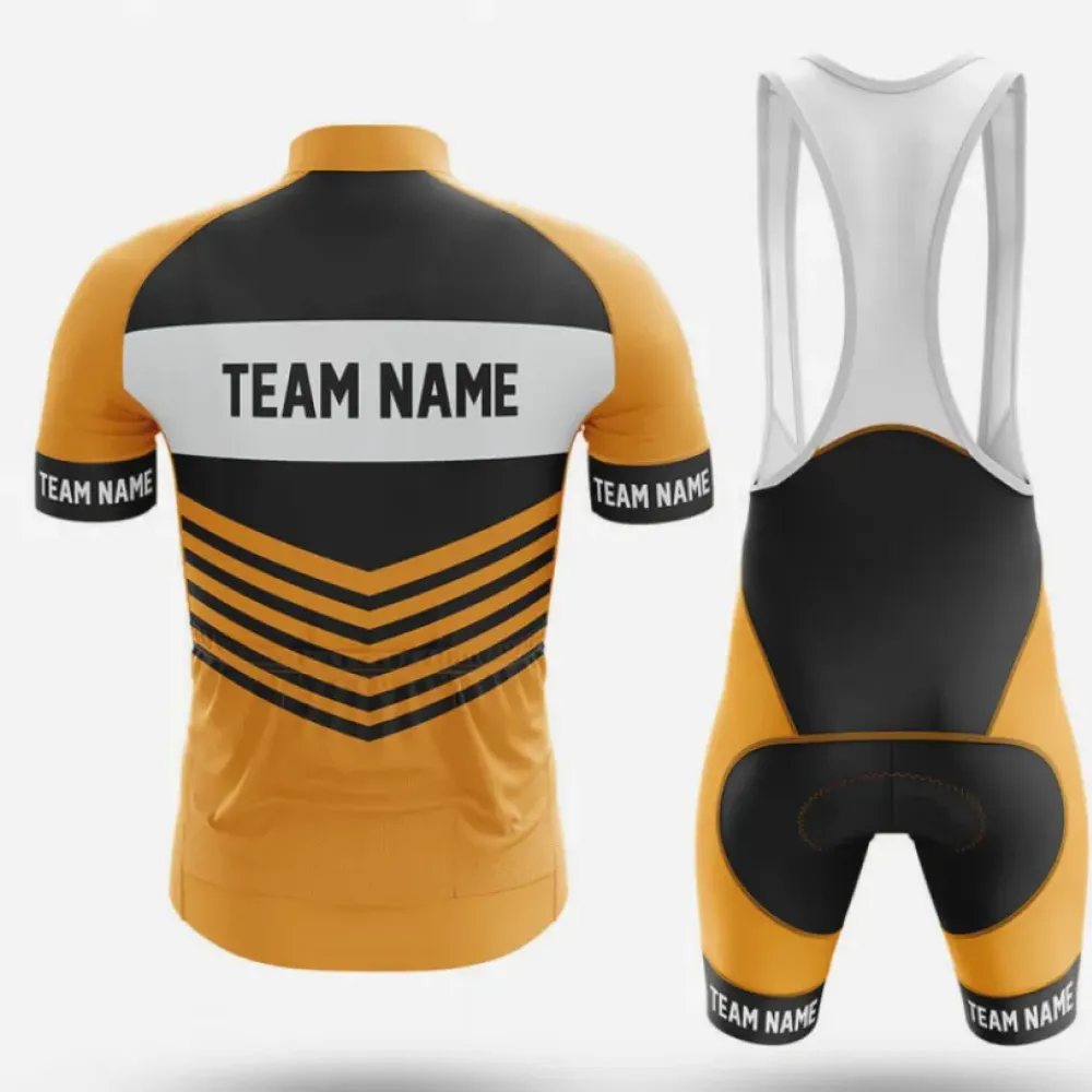 Custom Team Name V20 Yellow Cycling Jersey Feature Black/Orange/White