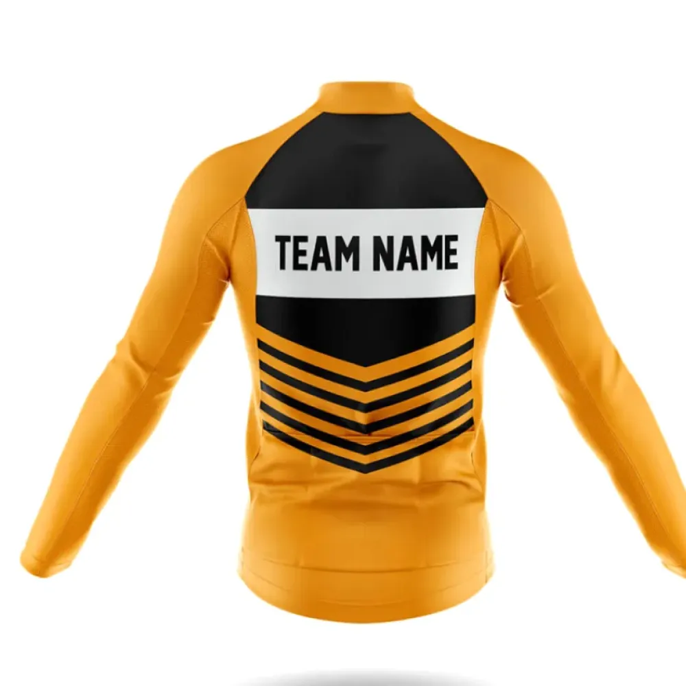 Custom Team Name V20 Yellow Cycling Jersey Feature Black/Orange/White