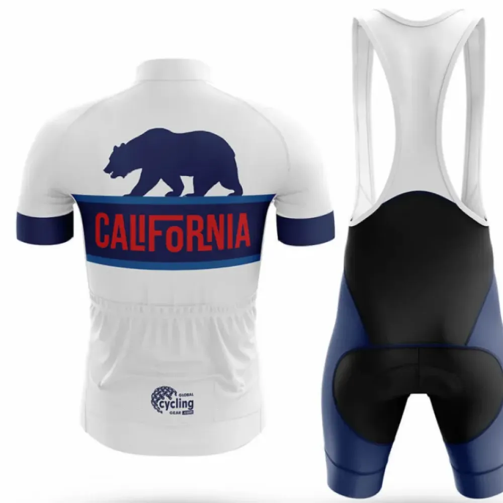 California State Long Sleeve Cycling Jersey White/Red/Blue