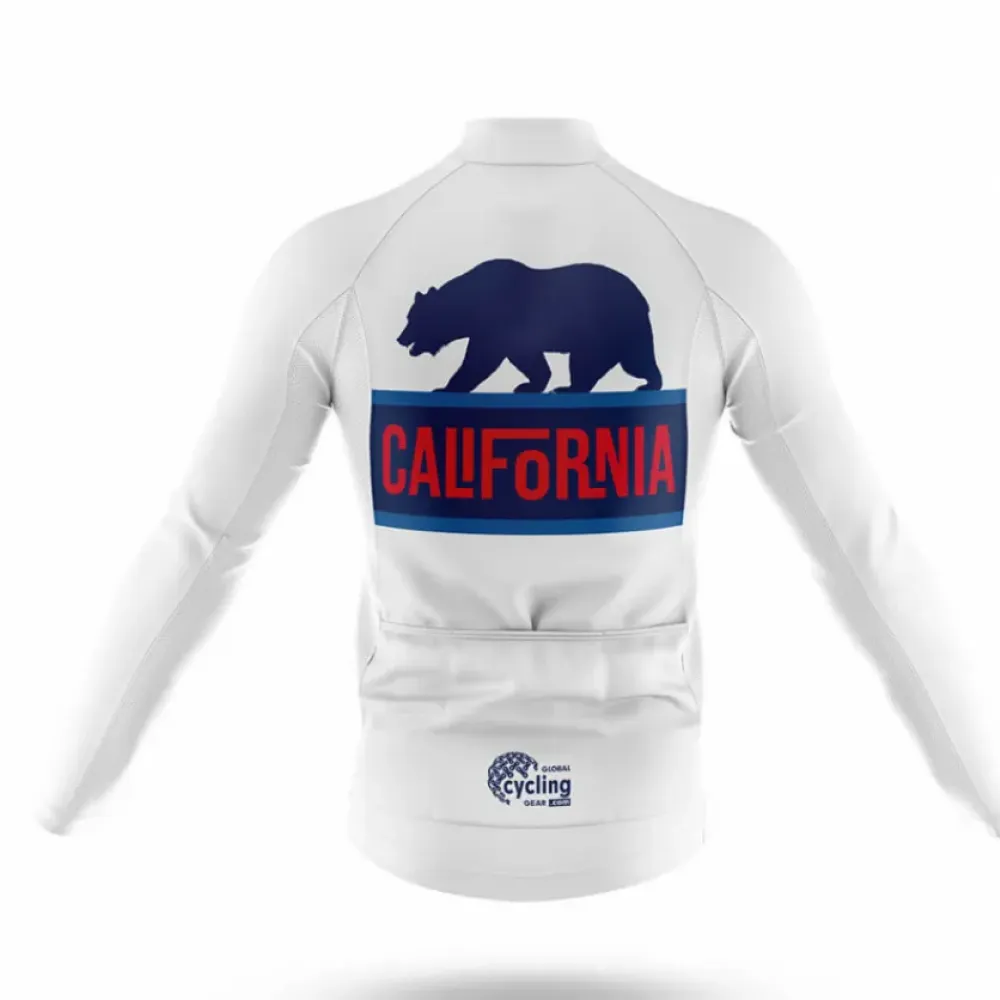 California State Long Sleeve Cycling Jersey White/Red/Blue