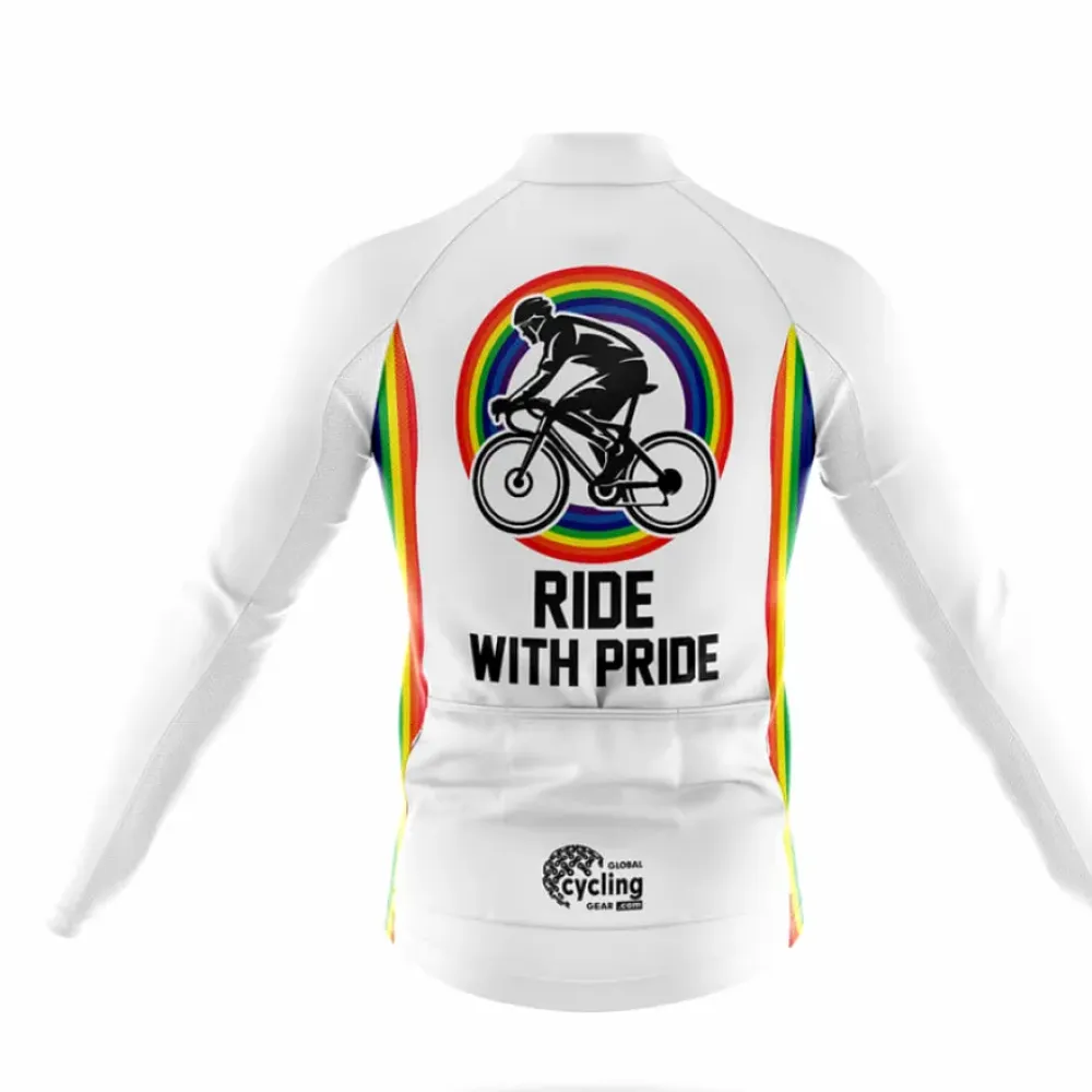 Ride With Pride V6 Long Sleeve Cycling Jersey White/Purple/Green