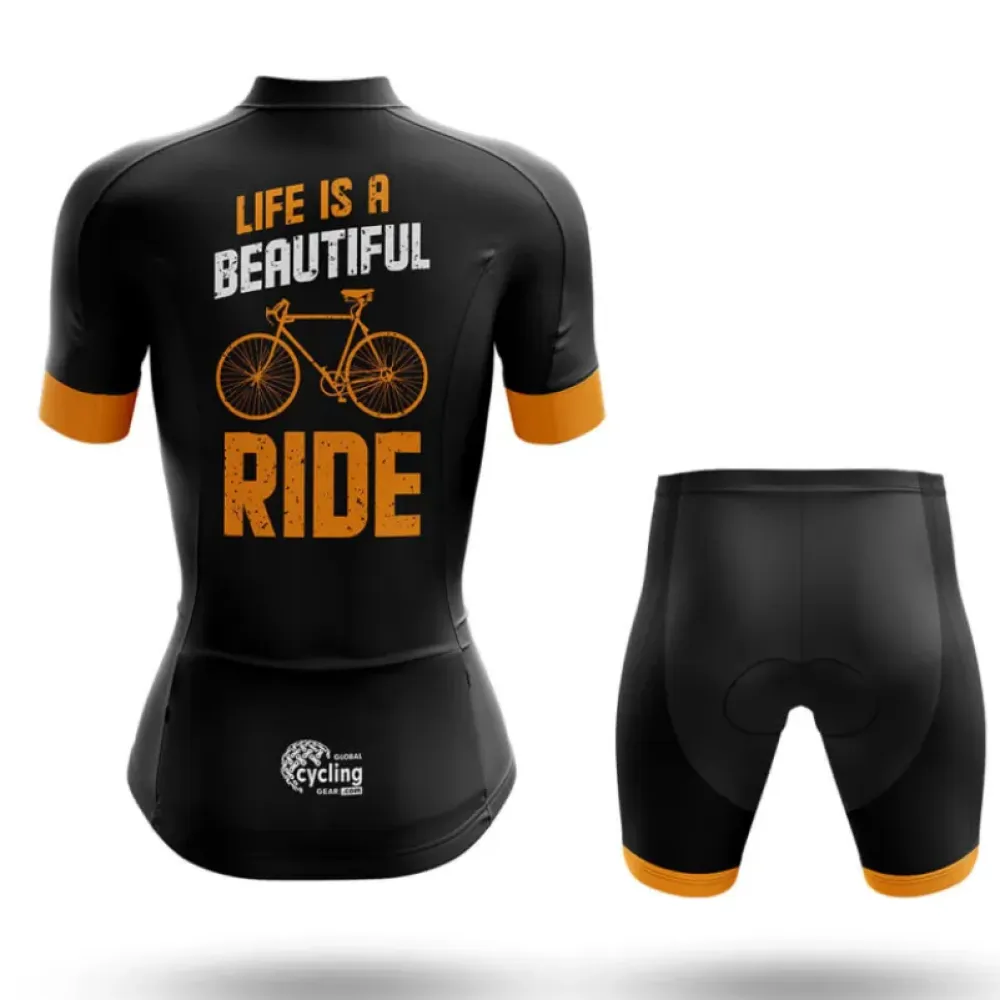 Life is a Beautiful Ride V6 Cycling Jersey Black/Orange/Grey