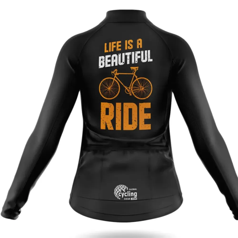 Life is a Beautiful Ride V6 Cycling Jersey Black/Orange/Grey
