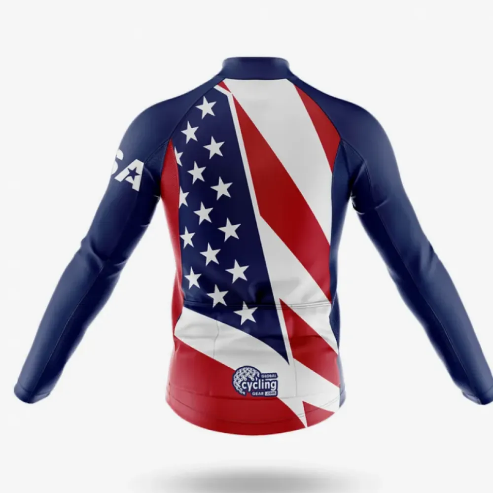 USA Flag Cycling Jersey Stars and Stripes Blue/Red/White