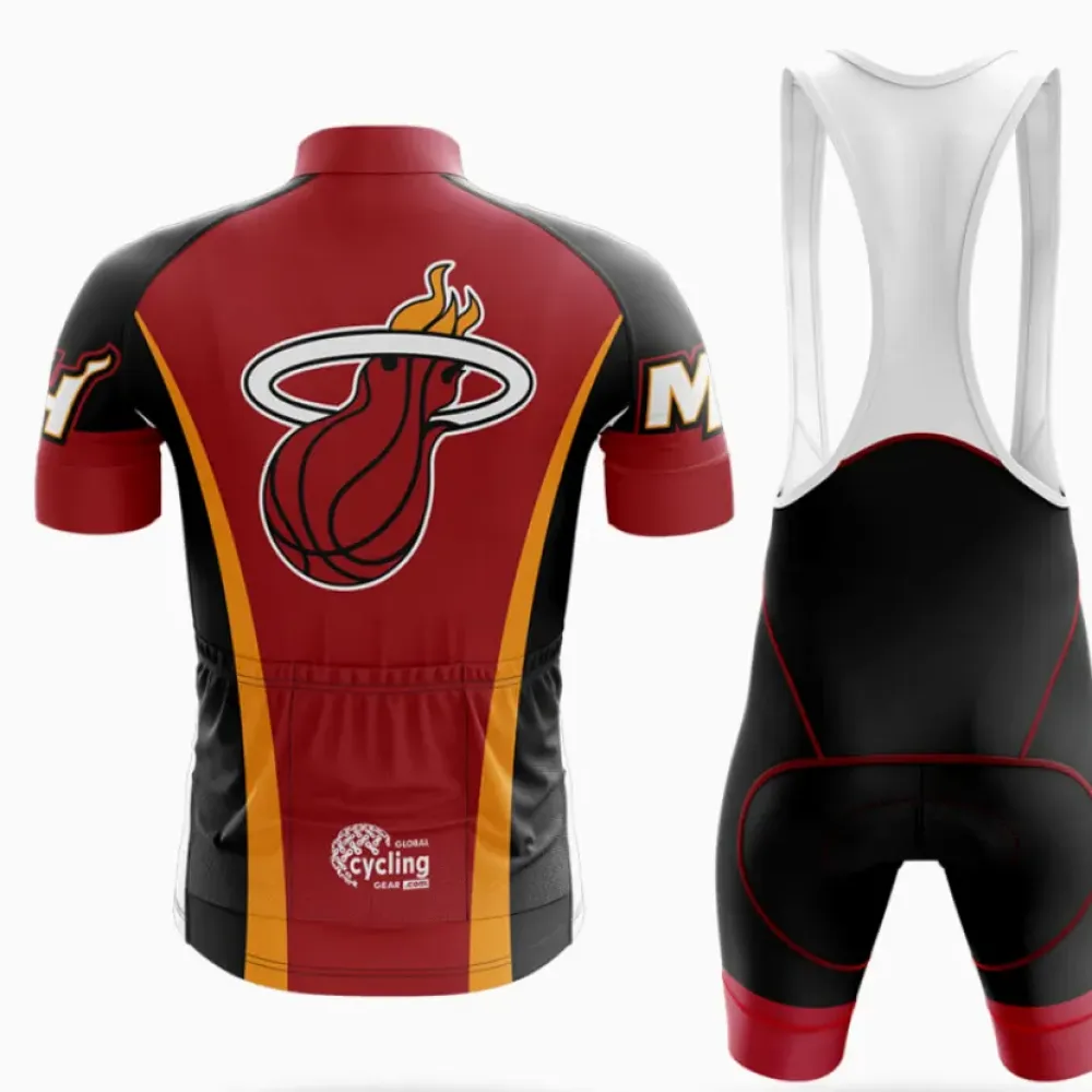 Miami Heat Cycling Jersey Basketball Logo Red/Black/Gold