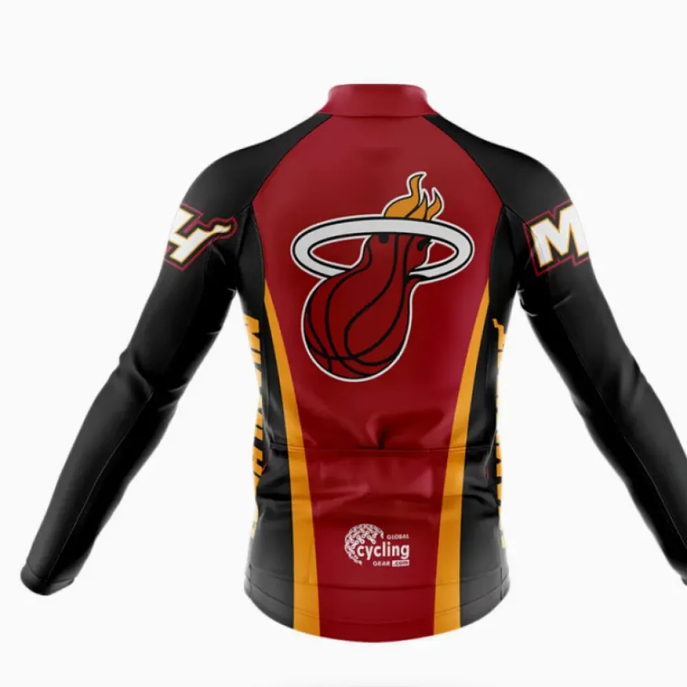 Miami Heat Cycling Jersey Basketball Logo Red/Black/Gold