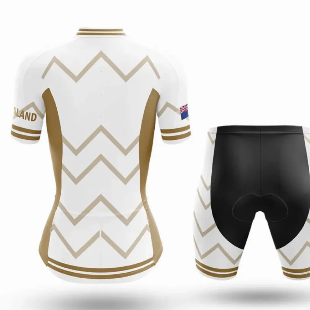 New Zealand Women V17 Cycling Shorts White/Gold/Black