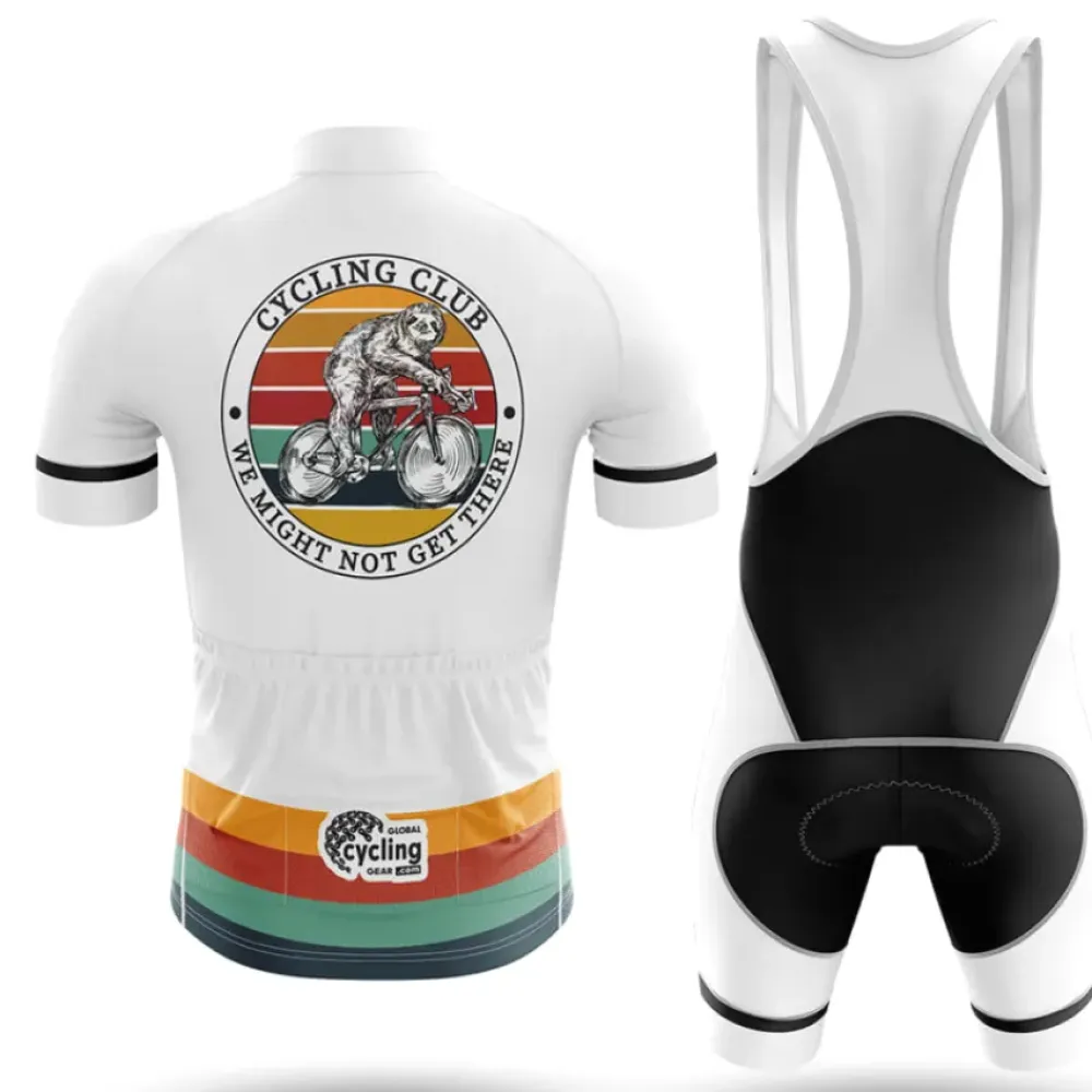 Cycling Club Long Sleeve Cycling Jersey Sloth Riding White/Green/Red