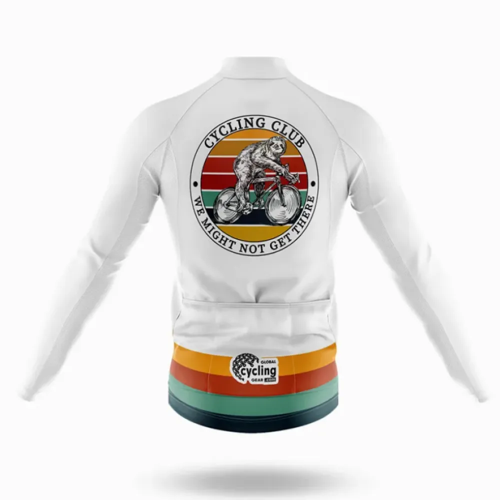 Cycling Club Long Sleeve Cycling Jersey Sloth Riding White/Green/Red