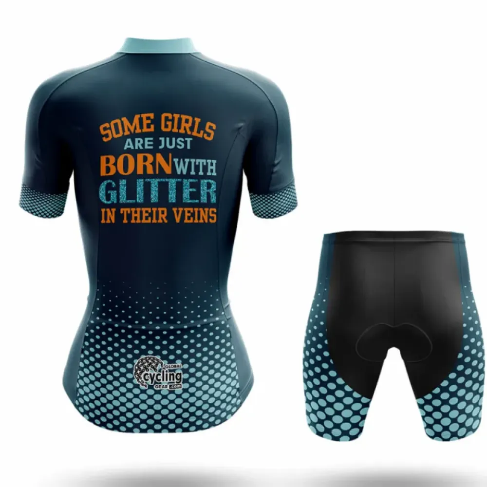 Cycling Jersey Glitter In Veins Blue/Grey/Orange