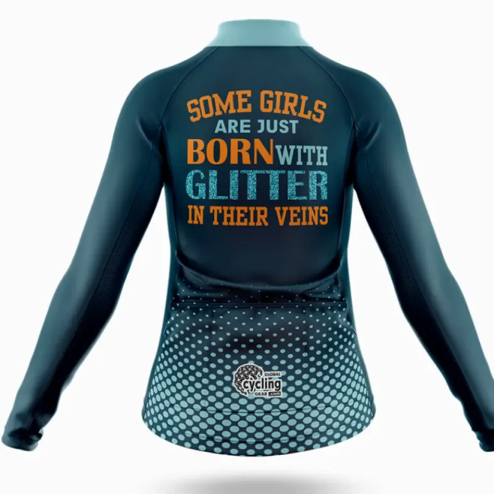 Cycling Jersey Glitter In Veins Blue/Grey/Orange