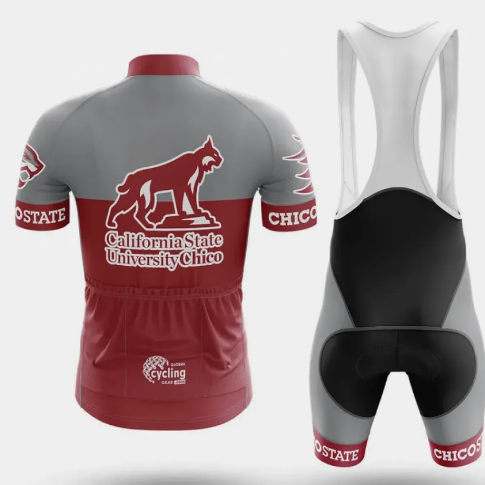 California State University Chico Long Sleeve Cycling Jersey Red/Grey/White