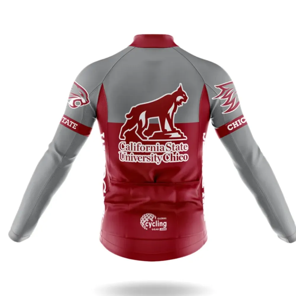 California State University Chico Long Sleeve Cycling Jersey Red/Grey/White