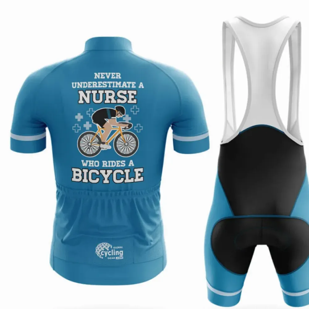 Cycling Nurse Long Sleeve Cycling Jersey Blue/Teal/Grey