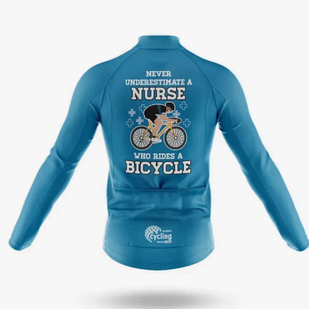Cycling Nurse Long Sleeve Cycling Jersey Blue/Teal/Grey